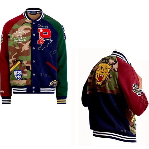 polo ralph lauren patchwork baseball jacket